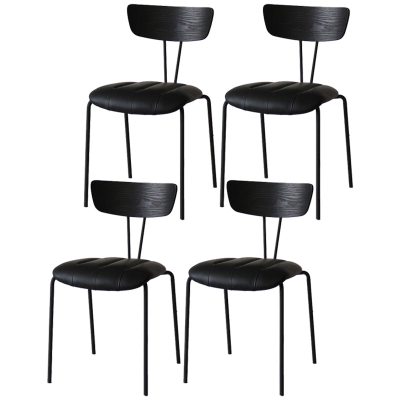 Industrial Style Metal Matte Finish Side Chair Open Back Dining Side Chair for Dining Room Black Matt Black 4 Piece Set Clearhalo ' kitchen&dining_furn' 'Dining Chairs' 'Dining Tables & Seating' 'dining_chair' 'furn' 'furn_dining_chair' 'Furniture' 'furniture_dining_chair' 'Kitchen & Dining Furniture' 'kitchen' 3662769