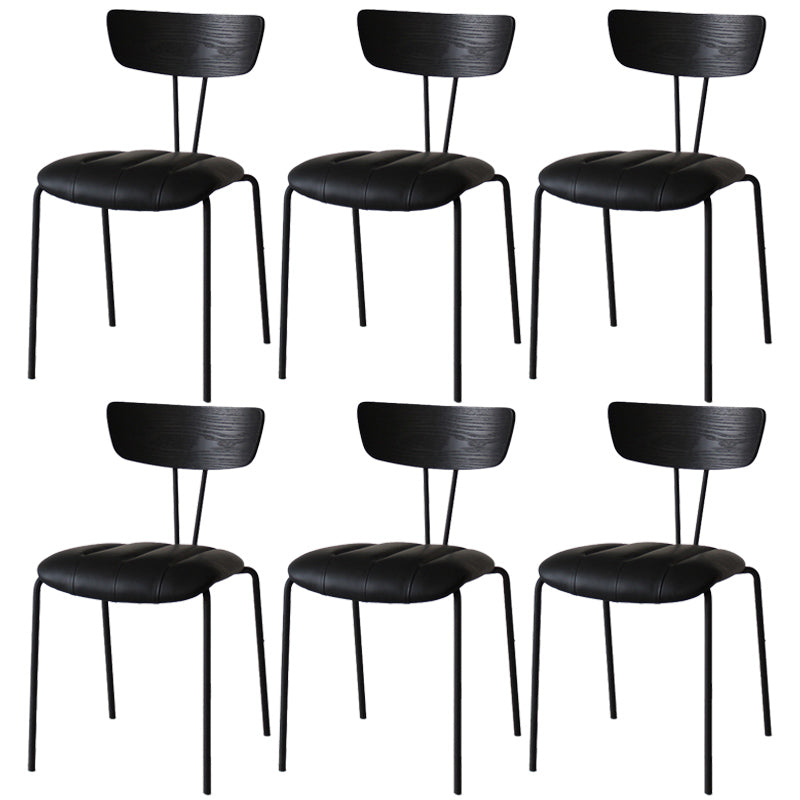 Industrial Style Metal Matte Finish Side Chair Open Back Dining Side Chair for Dining Room Black Matt Black 6 Piece Set Clearhalo ' kitchen&dining_furn' 'Dining Chairs' 'Dining Tables & Seating' 'dining_chair' 'furn' 'furn_dining_chair' 'Furniture' 'furniture_dining_chair' 'Kitchen & Dining Furniture' 'kitchen' 3662770