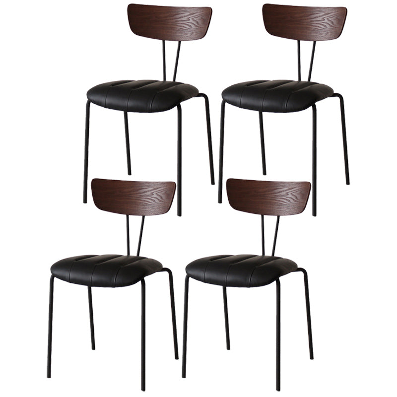 Industrial Style Metal Matte Finish Side Chair Open Back Dining Side Chair for Dining Room Walnut Matt Black 4 Piece Set Clearhalo ' kitchen&dining_furn' 'Dining Chairs' 'Dining Tables & Seating' 'dining_chair' 'furn' 'furn_dining_chair' 'Furniture' 'furniture_dining_chair' 'Kitchen & Dining Furniture' 'kitchen' 3662772
