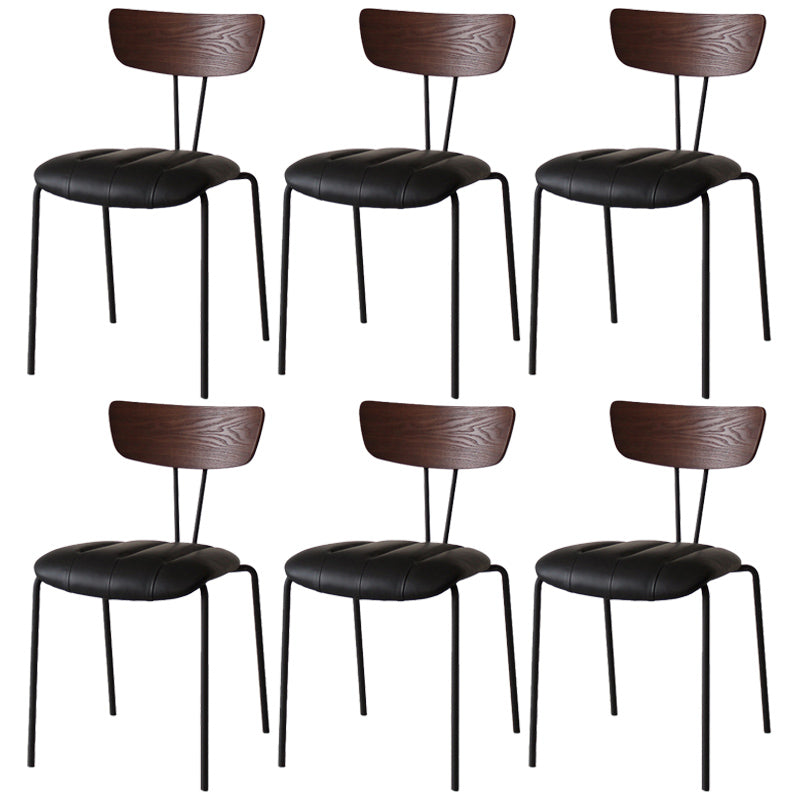 Industrial Style Metal Matte Finish Side Chair Open Back Dining Side Chair for Dining Room Walnut Matt Black 6 Piece Set Clearhalo ' kitchen&dining_furn' 'Dining Chairs' 'Dining Tables & Seating' 'dining_chair' 'furn' 'furn_dining_chair' 'Furniture' 'furniture_dining_chair' 'Kitchen & Dining Furniture' 'kitchen' 3662773