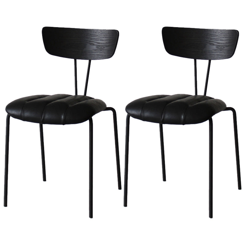 Industrial Style Metal Matte Finish Side Chair Open Back Dining Side Chair for Dining Room Black Black 2 Piece Set Clearhalo ' kitchen&dining_furn' 'Dining Chairs' 'Dining Tables & Seating' 'dining_chair' 'furn' 'furn_dining_chair' 'Furniture' 'furniture_dining_chair' 'Kitchen & Dining Furniture' 'kitchen' 3662774