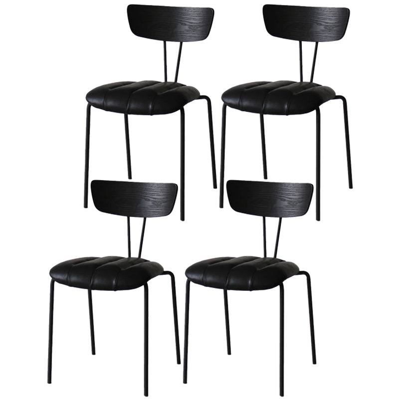 Industrial Style Metal Matte Finish Side Chair Open Back Dining Side Chair for Dining Room Black Black 4 Piece Set Clearhalo ' kitchen&dining_furn' 'Dining Chairs' 'Dining Tables & Seating' 'dining_chair' 'furn' 'furn_dining_chair' 'Furniture' 'furniture_dining_chair' 'Kitchen & Dining Furniture' 'kitchen' 3662775