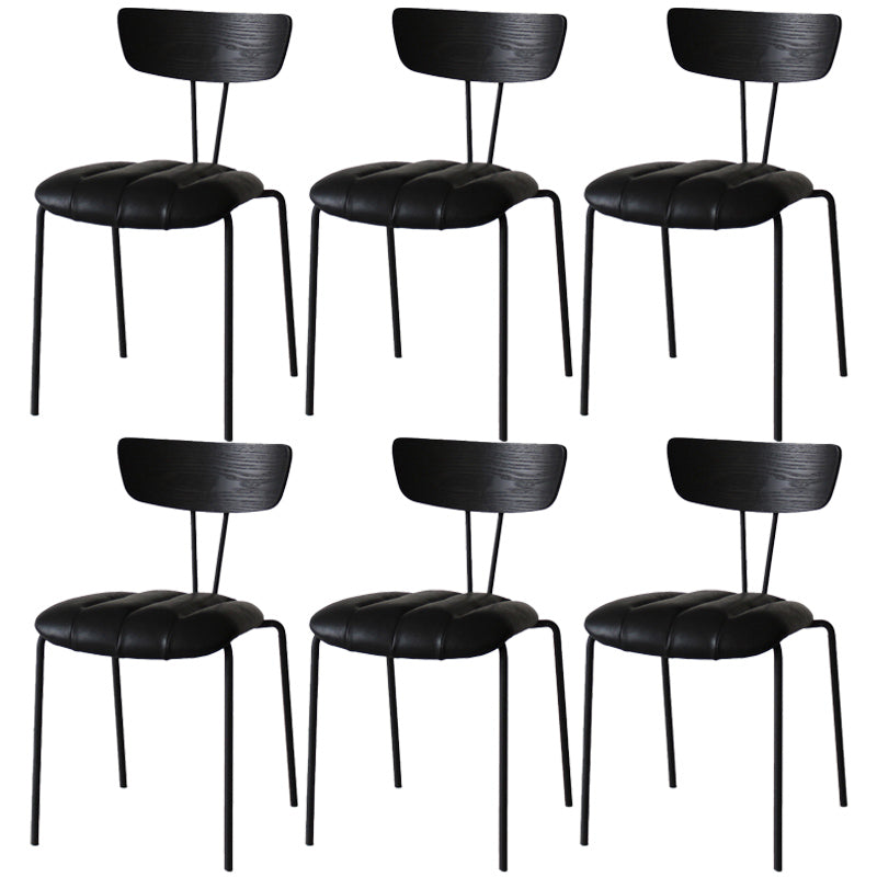 Industrial Style Metal Matte Finish Side Chair Open Back Dining Side Chair for Dining Room Black Black 6 Piece Set Clearhalo ' kitchen&dining_furn' 'Dining Chairs' 'Dining Tables & Seating' 'dining_chair' 'furn' 'furn_dining_chair' 'Furniture' 'furniture_dining_chair' 'Kitchen & Dining Furniture' 'kitchen' 3662776