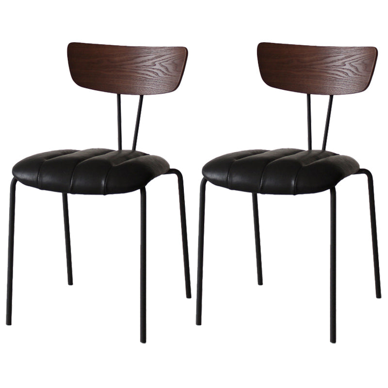 Industrial Style Metal Matte Finish Side Chair Open Back Dining Side Chair for Dining Room Walnut Black 2 Piece Set Clearhalo ' kitchen&dining_furn' 'Dining Chairs' 'Dining Tables & Seating' 'dining_chair' 'furn' 'furn_dining_chair' 'Furniture' 'furniture_dining_chair' 'Kitchen & Dining Furniture' 'kitchen' 3662777