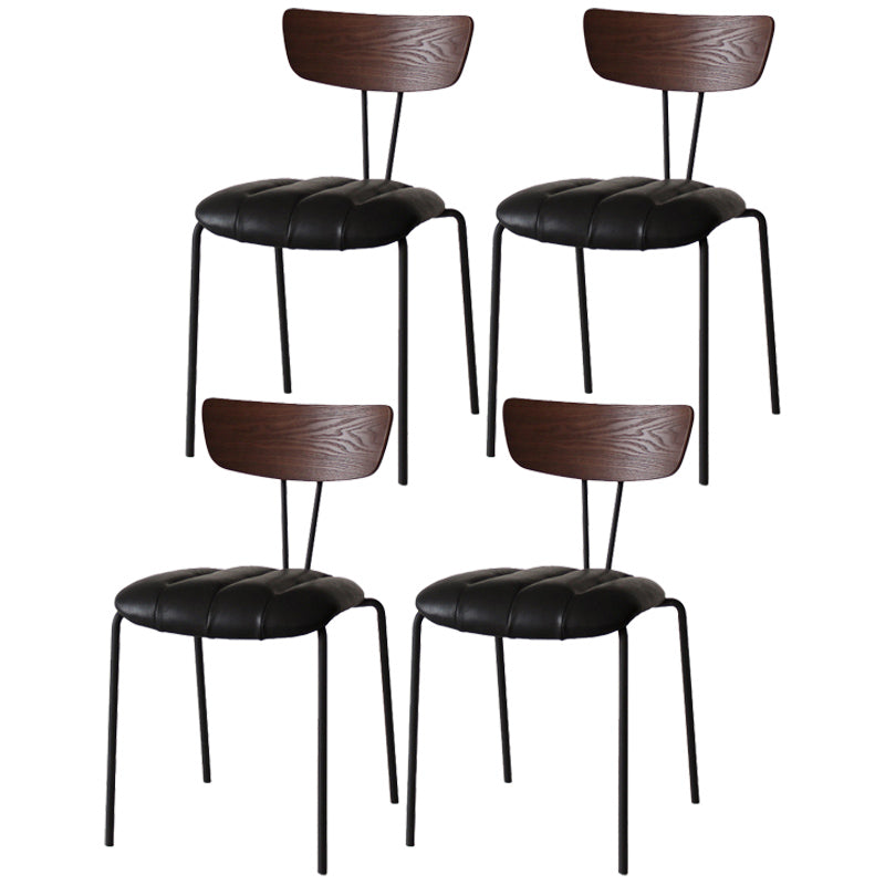 Industrial Style Metal Matte Finish Side Chair Open Back Dining Side Chair for Dining Room Walnut Black 4 Piece Set Clearhalo ' kitchen&dining_furn' 'Dining Chairs' 'Dining Tables & Seating' 'dining_chair' 'furn' 'furn_dining_chair' 'Furniture' 'furniture_dining_chair' 'Kitchen & Dining Furniture' 'kitchen' 3662778