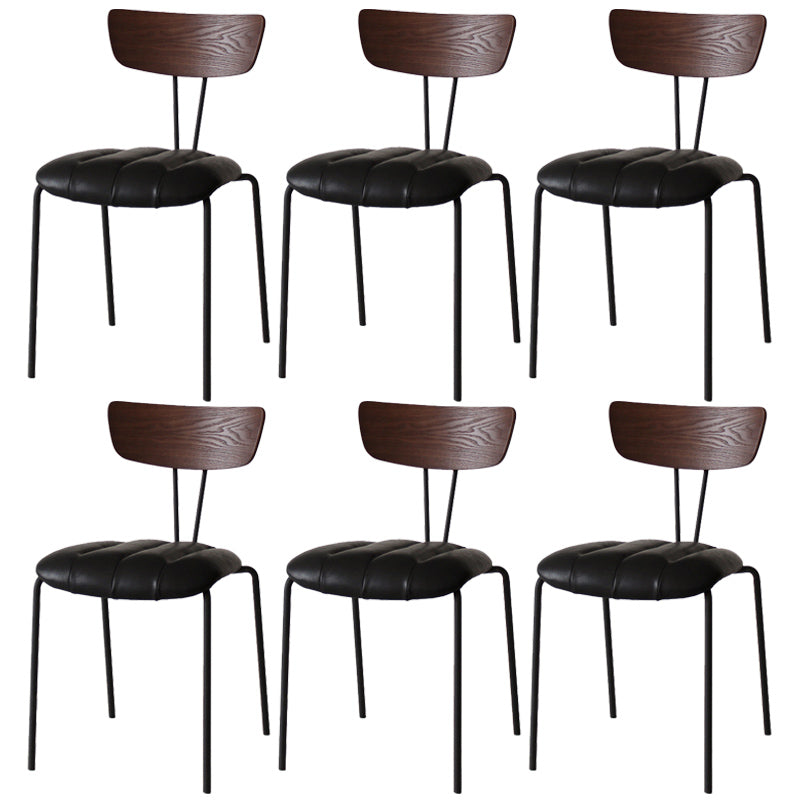 Industrial Style Metal Matte Finish Side Chair Open Back Dining Side Chair for Dining Room Walnut Black 6 Piece Set Clearhalo ' kitchen&dining_furn' 'Dining Chairs' 'Dining Tables & Seating' 'dining_chair' 'furn' 'furn_dining_chair' 'Furniture' 'furniture_dining_chair' 'Kitchen & Dining Furniture' 'kitchen' 3662779