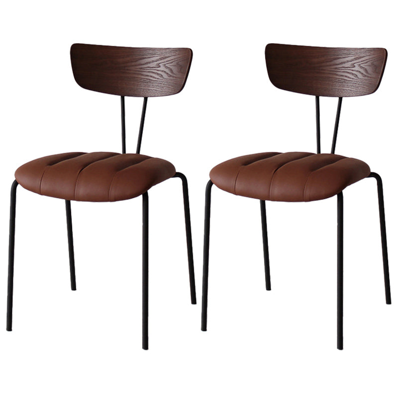 Industrial Style Metal Matte Finish Side Chair Open Back Dining Side Chair for Dining Room Walnut Dark Brown 2 Piece Set Clearhalo ' kitchen&dining_furn' 'Dining Chairs' 'Dining Tables & Seating' 'dining_chair' 'furn' 'furn_dining_chair' 'Furniture' 'furniture_dining_chair' 'Kitchen & Dining Furniture' 'kitchen' 3662780