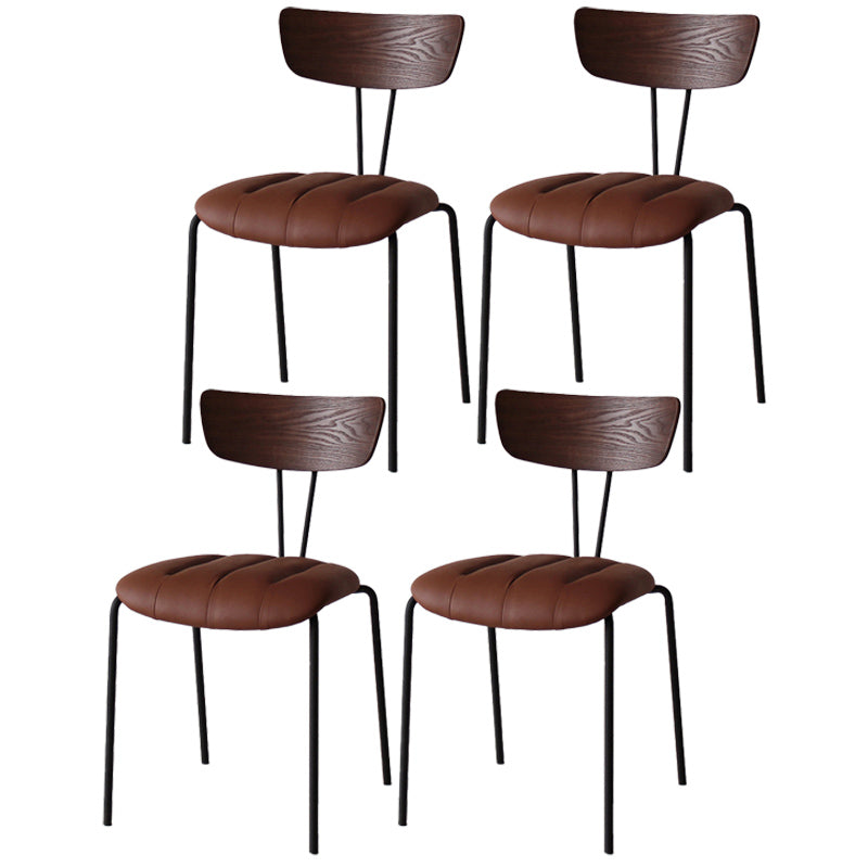 Industrial Style Metal Matte Finish Side Chair Open Back Dining Side Chair for Dining Room Walnut Dark Brown 4 Piece Set Clearhalo ' kitchen&dining_furn' 'Dining Chairs' 'Dining Tables & Seating' 'dining_chair' 'furn' 'furn_dining_chair' 'Furniture' 'furniture_dining_chair' 'Kitchen & Dining Furniture' 'kitchen' 3662781