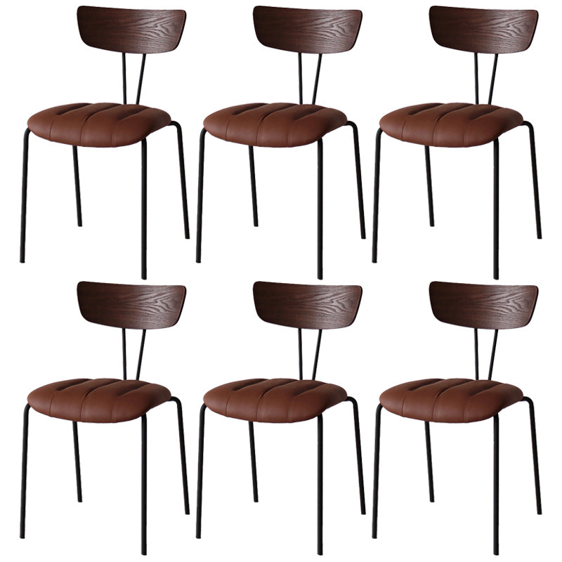 Industrial Style Metal Matte Finish Side Chair Open Back Dining Side Chair for Dining Room Walnut Dark Brown 6 Piece Set Clearhalo ' kitchen&dining_furn' 'Dining Chairs' 'Dining Tables & Seating' 'dining_chair' 'furn' 'furn_dining_chair' 'Furniture' 'furniture_dining_chair' 'Kitchen & Dining Furniture' 'kitchen' 3662782