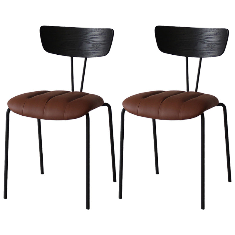 Industrial Style Metal Matte Finish Side Chair Open Back Dining Side Chair for Dining Room Black Dark Brown 2 Piece Set Clearhalo ' kitchen&dining_furn' 'Dining Chairs' 'Dining Tables & Seating' 'dining_chair' 'furn' 'furn_dining_chair' 'Furniture' 'furniture_dining_chair' 'Kitchen & Dining Furniture' 'kitchen' 3662783