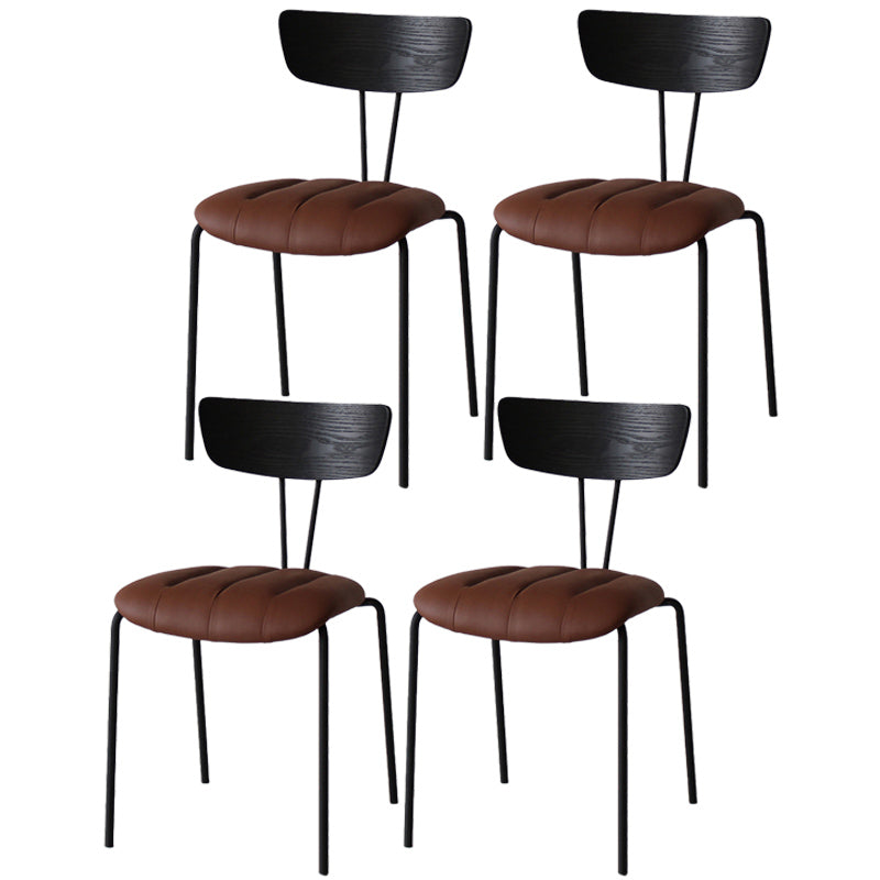 Industrial Style Metal Matte Finish Side Chair Open Back Dining Side Chair for Dining Room Black Dark Brown 4 Piece Set Clearhalo ' kitchen&dining_furn' 'Dining Chairs' 'Dining Tables & Seating' 'dining_chair' 'furn' 'furn_dining_chair' 'Furniture' 'furniture_dining_chair' 'Kitchen & Dining Furniture' 'kitchen' 3662784