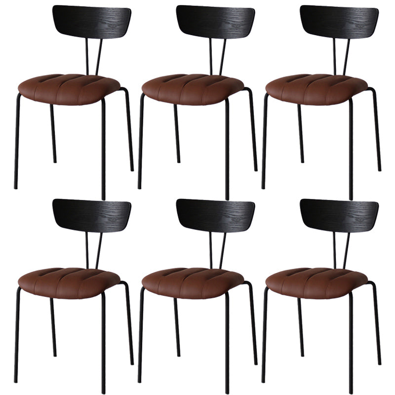 Industrial Style Metal Matte Finish Side Chair Open Back Dining Side Chair for Dining Room Black Dark Brown 6 Piece Set Clearhalo ' kitchen&dining_furn' 'Dining Chairs' 'Dining Tables & Seating' 'dining_chair' 'furn' 'furn_dining_chair' 'Furniture' 'furniture_dining_chair' 'Kitchen & Dining Furniture' 'kitchen' 3662785