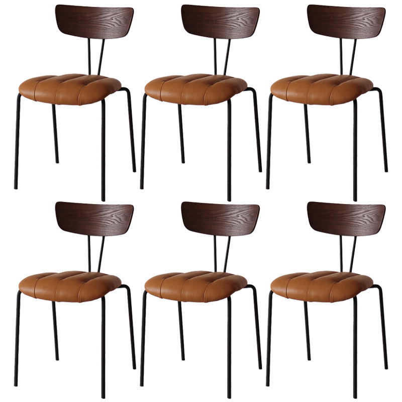Industrial Style Metal Matte Finish Side Chair Open Back Dining Side Chair for Dining Room Walnut Brown 6 Piece Set Clearhalo ' kitchen&dining_furn' 'Dining Chairs' 'Dining Tables & Seating' 'dining_chair' 'furn' 'furn_dining_chair' 'Furniture' 'furniture_dining_chair' 'Kitchen & Dining Furniture' 'kitchen' 3662788