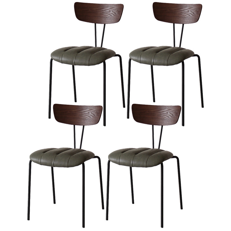 Industrial Style Metal Matte Finish Side Chair Open Back Dining Side Chair for Dining Room Walnut Green 4 Piece Set Clearhalo ' kitchen&dining_furn' 'Dining Chairs' 'Dining Tables & Seating' 'dining_chair' 'furn' 'furn_dining_chair' 'Furniture' 'furniture_dining_chair' 'Kitchen & Dining Furniture' 'kitchen' 3662793