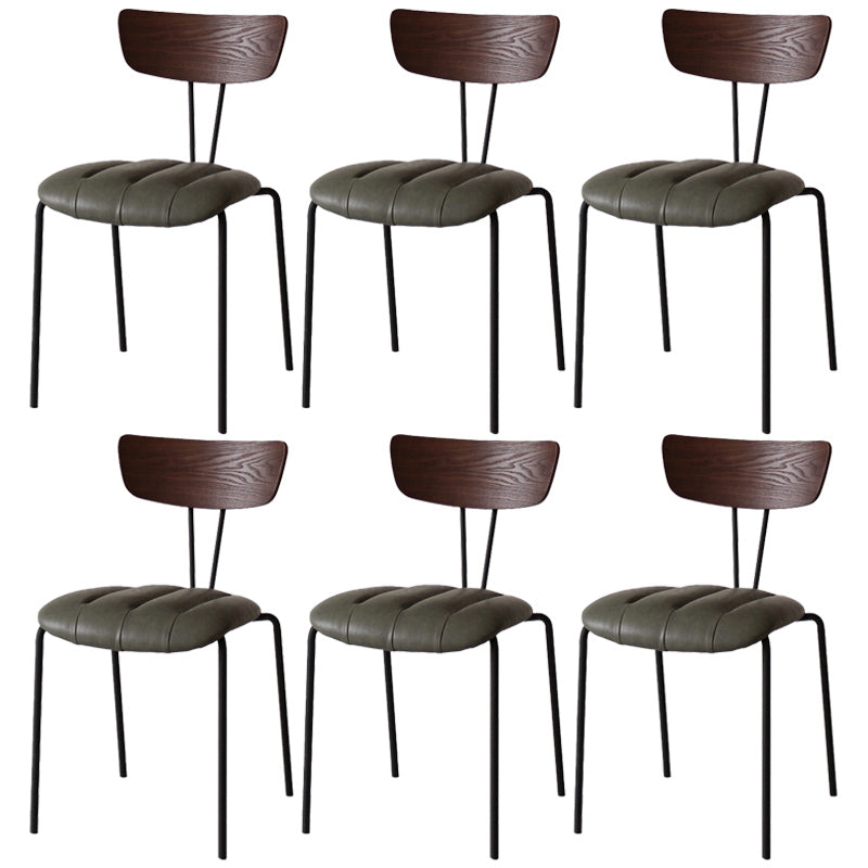 Industrial Style Metal Matte Finish Side Chair Open Back Dining Side Chair for Dining Room Walnut Green 6 Piece Set Clearhalo ' kitchen&dining_furn' 'Dining Chairs' 'Dining Tables & Seating' 'dining_chair' 'furn' 'furn_dining_chair' 'Furniture' 'furniture_dining_chair' 'Kitchen & Dining Furniture' 'kitchen' 3662794