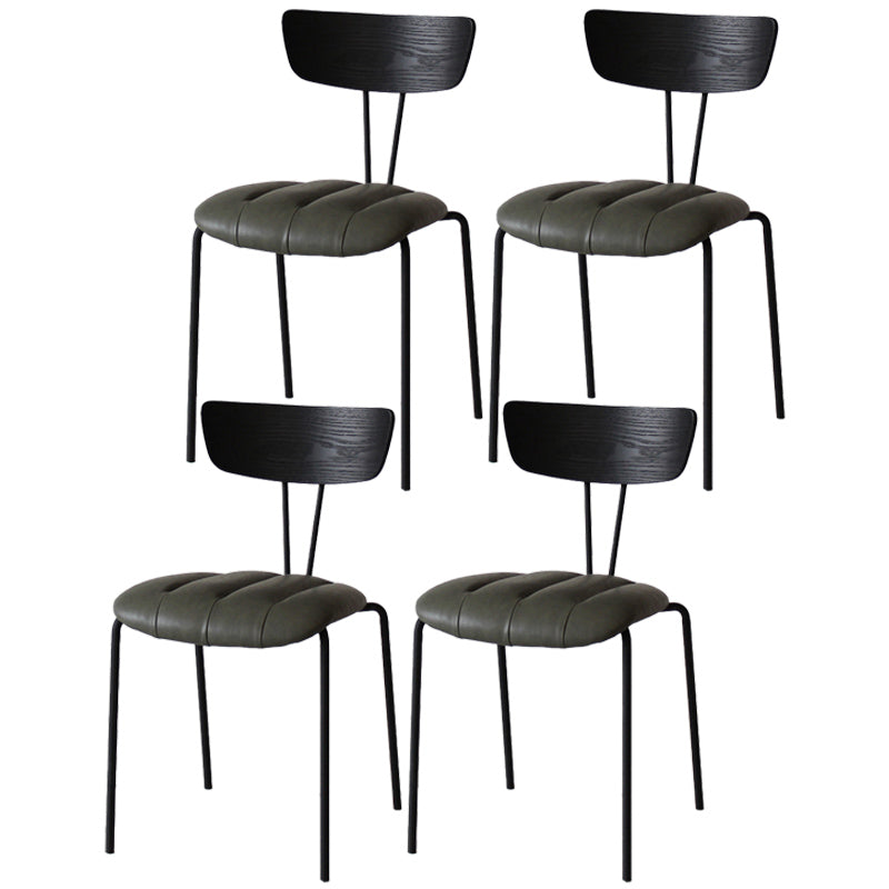 Industrial Style Metal Matte Finish Side Chair Open Back Dining Side Chair for Dining Room Black Green 4 Piece Set Clearhalo ' kitchen&dining_furn' 'Dining Chairs' 'Dining Tables & Seating' 'dining_chair' 'furn' 'furn_dining_chair' 'Furniture' 'furniture_dining_chair' 'Kitchen & Dining Furniture' 'kitchen' 3662796