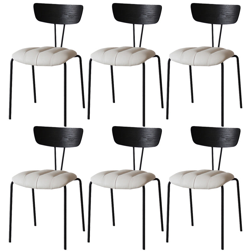 Industrial Style Metal Matte Finish Side Chair Open Back Dining Side Chair for Dining Room Black White 6 Piece Set Clearhalo ' kitchen&dining_furn' 'Dining Chairs' 'Dining Tables & Seating' 'dining_chair' 'furn' 'furn_dining_chair' 'Furniture' 'furniture_dining_chair' 'Kitchen & Dining Furniture' 'kitchen' 3662806