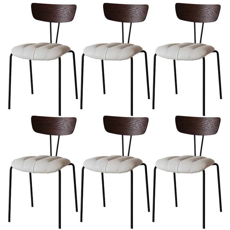 Industrial Style Metal Matte Finish Side Chair Open Back Dining Side Chair for Dining Room Walnut White 6 Piece Set Clearhalo ' kitchen&dining_furn' 'Dining Chairs' 'Dining Tables & Seating' 'dining_chair' 'furn' 'furn_dining_chair' 'Furniture' 'furniture_dining_chair' 'Kitchen & Dining Furniture' 'kitchen' 3662809