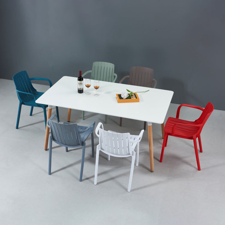 Scandinavian Kitchen Arm Chair Indoor Slat Back Plastic Dining Room Chair Clearhalo ' kitchen&dining_furn' 'Dining Chairs' 'Dining Tables & Seating' 'dining_chair' 'furn' 'furn_dining_chair' 'Furniture' 'furniture_dining_chair' 'Kitchen & Dining Furniture' 'kitchen' 3662825