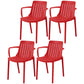 Scandinavian Kitchen Arm Chair Indoor Slat Back Plastic Dining Room Chair Red 4 Piece Set Clearhalo ' kitchen&dining_furn' 'Dining Chairs' 'Dining Tables & Seating' 'dining_chair' 'furn' 'furn_dining_chair' 'Furniture' 'furniture_dining_chair' 'Kitchen & Dining Furniture' 'kitchen' 3662829