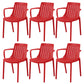 Scandinavian Kitchen Arm Chair Indoor Slat Back Plastic Dining Room Chair Red 6 Piece Set Clearhalo ' kitchen&dining_furn' 'Dining Chairs' 'Dining Tables & Seating' 'dining_chair' 'furn' 'furn_dining_chair' 'Furniture' 'furniture_dining_chair' 'Kitchen & Dining Furniture' 'kitchen' 3662830