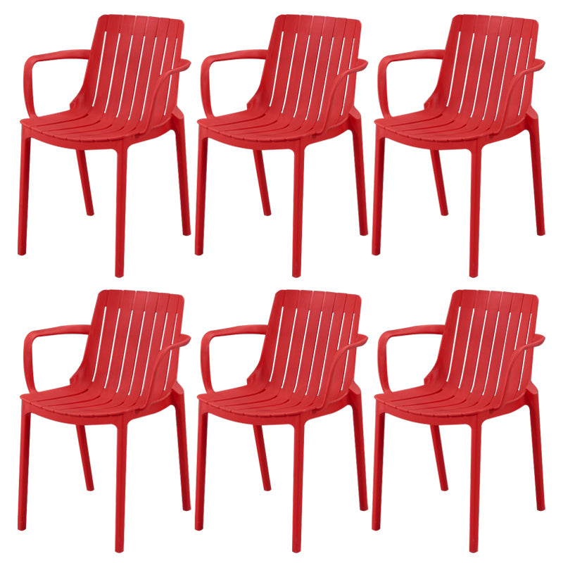 Scandinavian Kitchen Arm Chair Indoor Slat Back Plastic Dining Room Chair Red 6 Piece Set Clearhalo ' kitchen&dining_furn' 'Dining Chairs' 'Dining Tables & Seating' 'dining_chair' 'furn' 'furn_dining_chair' 'Furniture' 'furniture_dining_chair' 'Kitchen & Dining Furniture' 'kitchen' 3662830