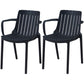 Scandinavian Kitchen Arm Chair Indoor Slat Back Plastic Dining Room Chair Black 2 Piece Set Clearhalo ' kitchen&dining_furn' 'Dining Chairs' 'Dining Tables & Seating' 'dining_chair' 'furn' 'furn_dining_chair' 'Furniture' 'furniture_dining_chair' 'Kitchen & Dining Furniture' 'kitchen' 3662831