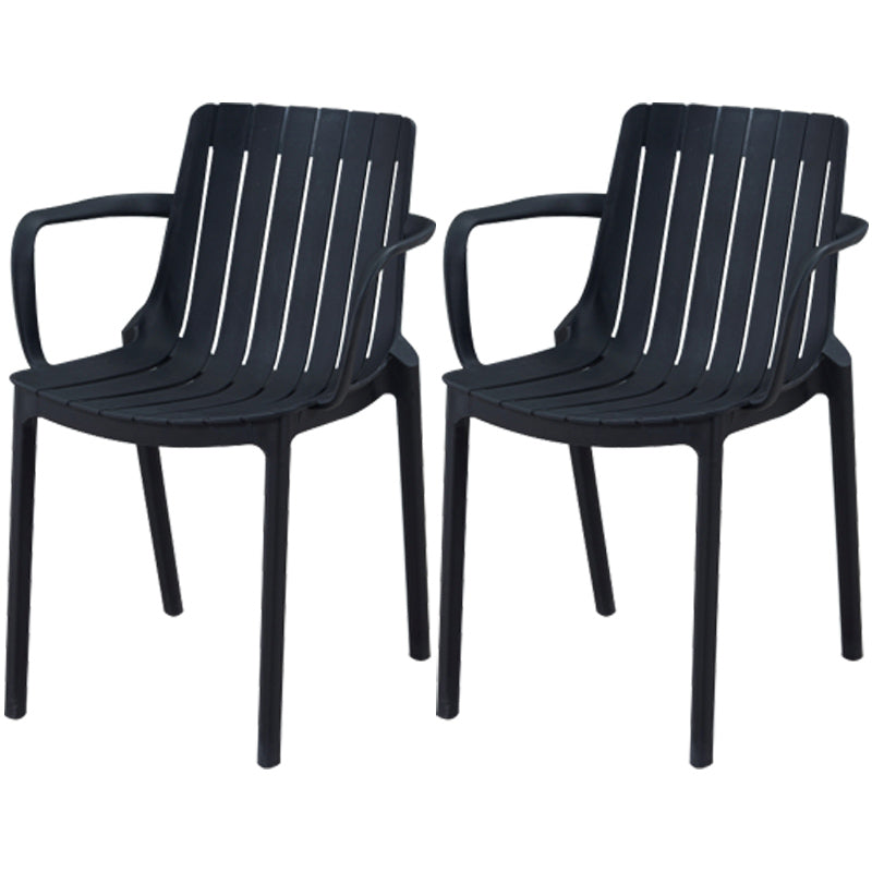 Scandinavian Kitchen Arm Chair Indoor Slat Back Plastic Dining Room Chair Black 2 Piece Set Clearhalo ' kitchen&dining_furn' 'Dining Chairs' 'Dining Tables & Seating' 'dining_chair' 'furn' 'furn_dining_chair' 'Furniture' 'furniture_dining_chair' 'Kitchen & Dining Furniture' 'kitchen' 3662831