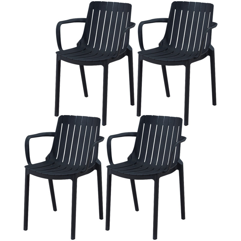 Scandinavian Kitchen Arm Chair Indoor Slat Back Plastic Dining Room Chair Black 4 Piece Set Clearhalo ' kitchen&dining_furn' 'Dining Chairs' 'Dining Tables & Seating' 'dining_chair' 'furn' 'furn_dining_chair' 'Furniture' 'furniture_dining_chair' 'Kitchen & Dining Furniture' 'kitchen' 3662832