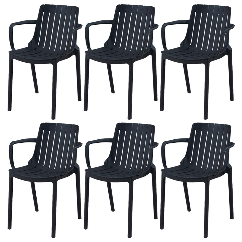 Scandinavian Kitchen Arm Chair Indoor Slat Back Plastic Dining Room Chair Black 6 Piece Set Clearhalo ' kitchen&dining_furn' 'Dining Chairs' 'Dining Tables & Seating' 'dining_chair' 'furn' 'furn_dining_chair' 'Furniture' 'furniture_dining_chair' 'Kitchen & Dining Furniture' 'kitchen' 3662833
