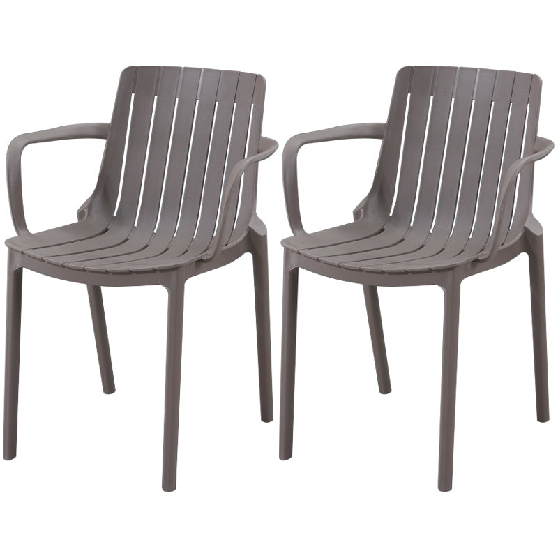 Scandinavian Kitchen Arm Chair Indoor Slat Back Plastic Dining Room Chair Dark Gray 2 Piece Set Clearhalo ' kitchen&dining_furn' 'Dining Chairs' 'Dining Tables & Seating' 'dining_chair' 'furn' 'furn_dining_chair' 'Furniture' 'furniture_dining_chair' 'Kitchen & Dining Furniture' 'kitchen' 3662834
