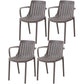 Scandinavian Kitchen Arm Chair Indoor Slat Back Plastic Dining Room Chair Dark Gray 4 Piece Set Clearhalo ' kitchen&dining_furn' 'Dining Chairs' 'Dining Tables & Seating' 'dining_chair' 'furn' 'furn_dining_chair' 'Furniture' 'furniture_dining_chair' 'Kitchen & Dining Furniture' 'kitchen' 3662835