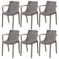 Scandinavian Kitchen Arm Chair Indoor Slat Back Plastic Dining Room Chair Dark Gray 6 Piece Set Clearhalo ' kitchen&dining_furn' 'Dining Chairs' 'Dining Tables & Seating' 'dining_chair' 'furn' 'furn_dining_chair' 'Furniture' 'furniture_dining_chair' 'Kitchen & Dining Furniture' 'kitchen' 3662836