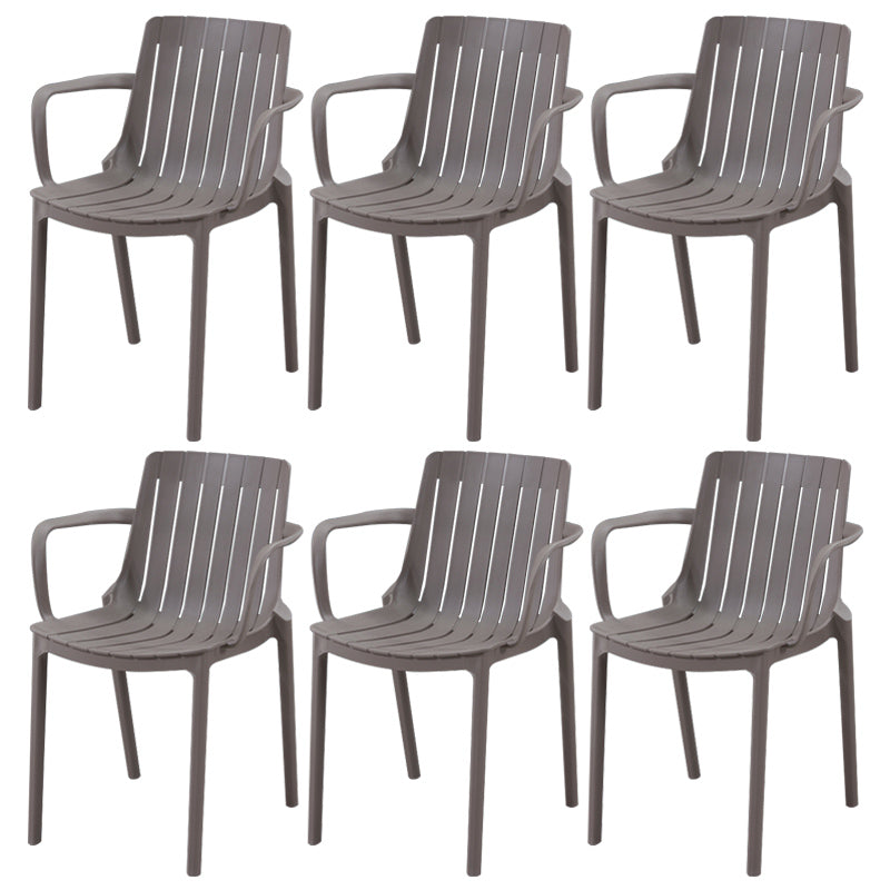 Scandinavian Kitchen Arm Chair Indoor Slat Back Plastic Dining Room Chair Dark Gray 6 Piece Set Clearhalo ' kitchen&dining_furn' 'Dining Chairs' 'Dining Tables & Seating' 'dining_chair' 'furn' 'furn_dining_chair' 'Furniture' 'furniture_dining_chair' 'Kitchen & Dining Furniture' 'kitchen' 3662836