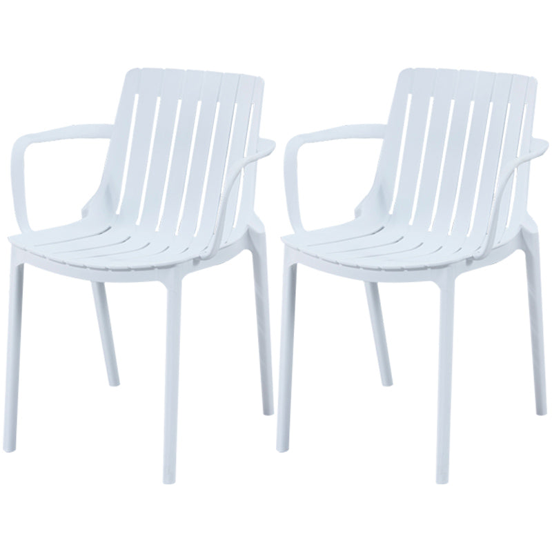 Scandinavian Kitchen Arm Chair Indoor Slat Back Plastic Dining Room Chair White 2 Piece Set Clearhalo ' kitchen&dining_furn' 'Dining Chairs' 'Dining Tables & Seating' 'dining_chair' 'furn' 'furn_dining_chair' 'Furniture' 'furniture_dining_chair' 'Kitchen & Dining Furniture' 'kitchen' 3662837