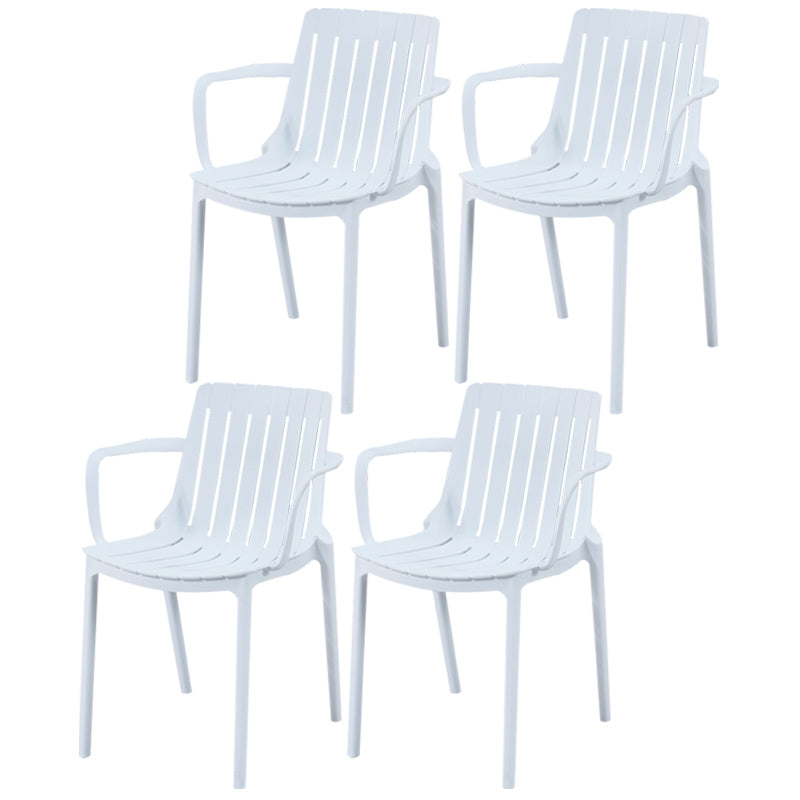 Scandinavian Kitchen Arm Chair Indoor Slat Back Plastic Dining Room Chair White 4 Piece Set Clearhalo ' kitchen&dining_furn' 'Dining Chairs' 'Dining Tables & Seating' 'dining_chair' 'furn' 'furn_dining_chair' 'Furniture' 'furniture_dining_chair' 'Kitchen & Dining Furniture' 'kitchen' 3662838