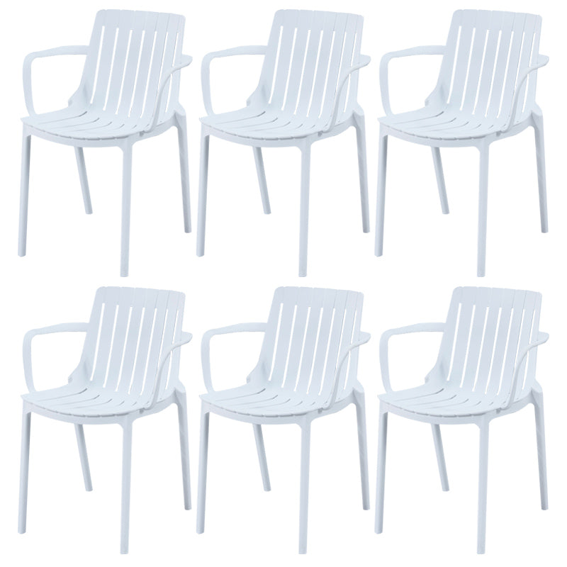 Scandinavian Kitchen Arm Chair Indoor Slat Back Plastic Dining Room Chair White 6 Piece Set Clearhalo ' kitchen&dining_furn' 'Dining Chairs' 'Dining Tables & Seating' 'dining_chair' 'furn' 'furn_dining_chair' 'Furniture' 'furniture_dining_chair' 'Kitchen & Dining Furniture' 'kitchen' 3662839