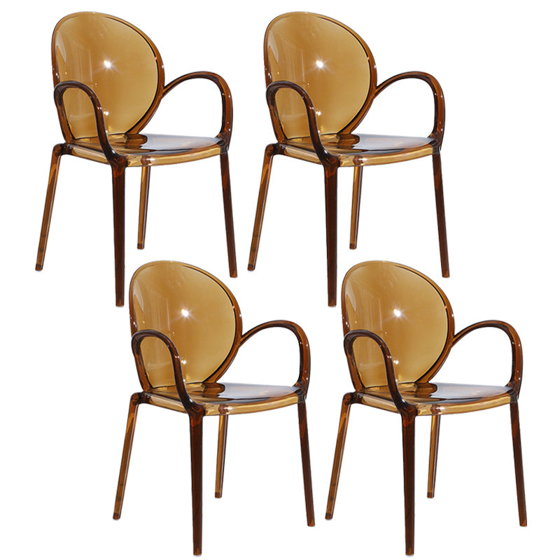 Modern Transparent Plastic Solid Back Side Chair 34"H Dining Chair for Restaurant Brown 4 Piece Set Clearhalo ' kitchen&dining_furn' 'Dining Chairs' 'Dining Tables & Seating' 'dining_chair' 'furn' 'furn_dining_chair' 'Furniture' 'furniture_dining_chair' 'Kitchen & Dining Furniture' 'kitchen' 3662841