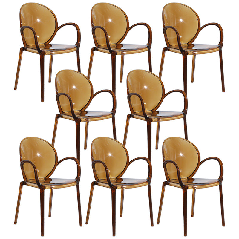 Modern Transparent Plastic Solid Back Side Chair 34"H Dining Chair for Restaurant Brown 8 Piece Set Clearhalo ' kitchen&dining_furn' 'Dining Chairs' 'Dining Tables & Seating' 'dining_chair' 'furn' 'furn_dining_chair' 'Furniture' 'furniture_dining_chair' 'Kitchen & Dining Furniture' 'kitchen' 3662842