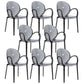 Modern Transparent Plastic Solid Back Side Chair 34"H Dining Chair for Restaurant Smoke Gray 8 Piece Set Clearhalo ' kitchen&dining_furn' 'Dining Chairs' 'Dining Tables & Seating' 'dining_chair' 'furn' 'furn_dining_chair' 'Furniture' 'furniture_dining_chair' 'Kitchen & Dining Furniture' 'kitchen' 3662850