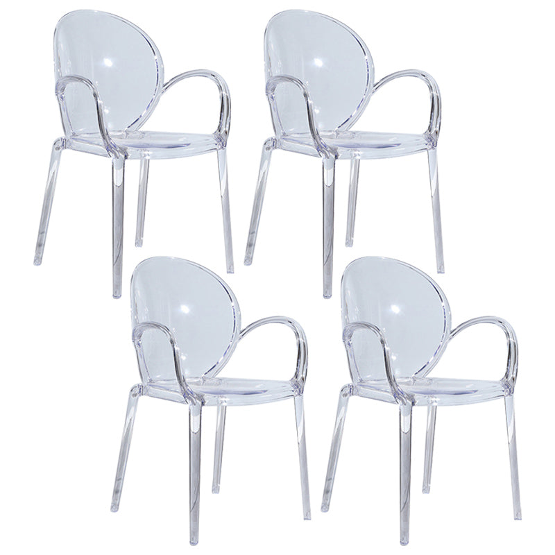 Modern Transparent Plastic Solid Back Side Chair 34"H Dining Chair for Restaurant Clear 4 Piece Set Clearhalo ' kitchen&dining_furn' 'Dining Chairs' 'Dining Tables & Seating' 'dining_chair' 'furn' 'furn_dining_chair' 'Furniture' 'furniture_dining_chair' 'Kitchen & Dining Furniture' 'kitchen' 3662853