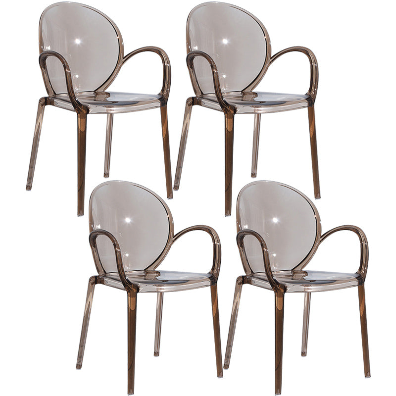 Modern Transparent Plastic Solid Back Side Chair 34"H Dining Chair for Restaurant Coffee 4 Piece Set Clearhalo ' kitchen&dining_furn' 'Dining Chairs' 'Dining Tables & Seating' 'dining_chair' 'furn' 'furn_dining_chair' 'Furniture' 'furniture_dining_chair' 'Kitchen & Dining Furniture' 'kitchen' 3662856