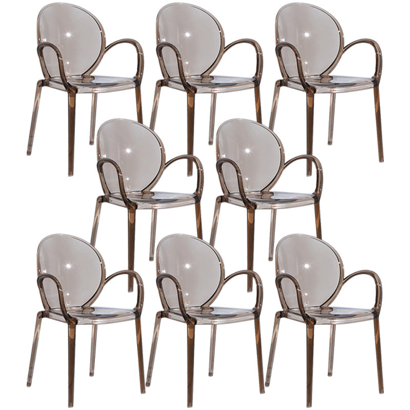 Modern Transparent Plastic Solid Back Side Chair 34"H Dining Chair for Restaurant Coffee 8 Piece Set Clearhalo ' kitchen&dining_furn' 'Dining Chairs' 'Dining Tables & Seating' 'dining_chair' 'furn' 'furn_dining_chair' 'Furniture' 'furniture_dining_chair' 'Kitchen & Dining Furniture' 'kitchen' 3662858