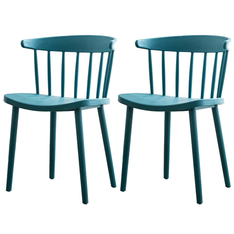 Scandinavian Style Plastic Dining Armless Chair Windsor Back Side Chair for Home Use Blue Windsor 2 Piece Set Clearhalo ' kitchen&dining_furn' 'Dining Chairs' 'Dining Tables & Seating' 'dining_chair' 'furn' 'furn_dining_chair' 'Furniture' 'furniture_dining_chair' 'Kitchen & Dining Furniture' 'kitchen' 3662862