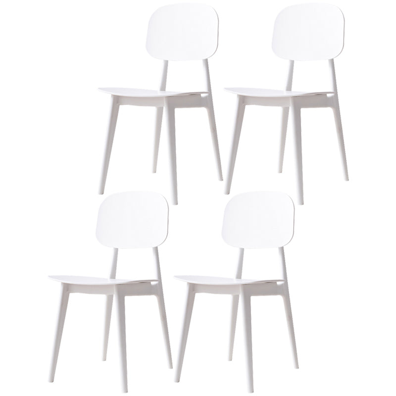 Scandinavian Style Plastic Dining Armless Chair Windsor Back Side Chair for Home Use White Open 4 Piece Set Clearhalo ' kitchen&dining_furn' 'Dining Chairs' 'Dining Tables & Seating' 'dining_chair' 'furn' 'furn_dining_chair' 'Furniture' 'furniture_dining_chair' 'Kitchen & Dining Furniture' 'kitchen' 3662869