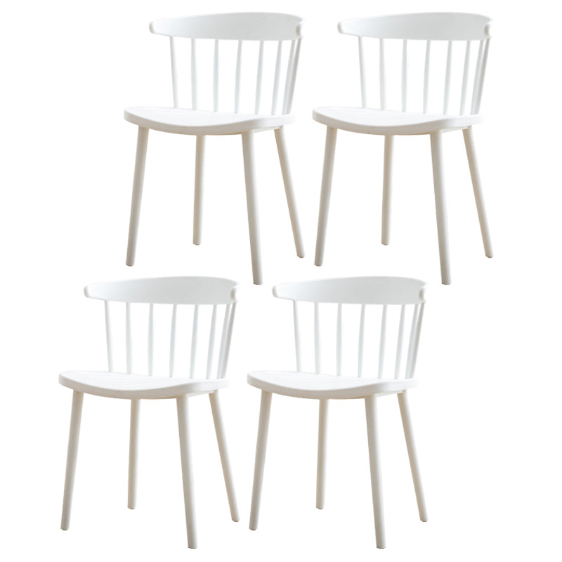 Scandinavian Style Plastic Dining Armless Chair Windsor Back Side Chair for Home Use White Windsor 4 Piece Set Clearhalo ' kitchen&dining_furn' 'Dining Chairs' 'Dining Tables & Seating' 'dining_chair' 'furn' 'furn_dining_chair' 'Furniture' 'furniture_dining_chair' 'Kitchen & Dining Furniture' 'kitchen' 3662874