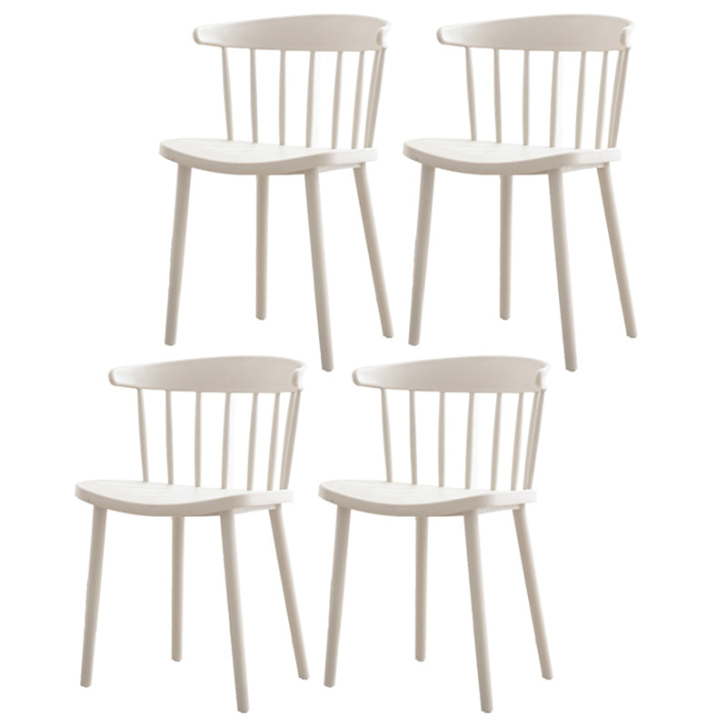 Scandinavian Style Plastic Dining Armless Chair Windsor Back Side Chair for Home Use Light Coffee Windsor 4 Piece Set Clearhalo ' kitchen&dining_furn' 'Dining Chairs' 'Dining Tables & Seating' 'dining_chair' 'furn' 'furn_dining_chair' 'Furniture' 'furniture_dining_chair' 'Kitchen & Dining Furniture' 'kitchen' 3662877