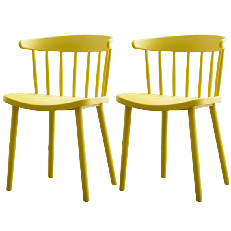 Scandinavian Style Plastic Dining Armless Chair Windsor Back Side Chair for Home Use Yellow Windsor 2 Piece Set Clearhalo ' kitchen&dining_furn' 'Dining Chairs' 'Dining Tables & Seating' 'dining_chair' 'furn' 'furn_dining_chair' 'Furniture' 'furniture_dining_chair' 'Kitchen & Dining Furniture' 'kitchen' 3662879