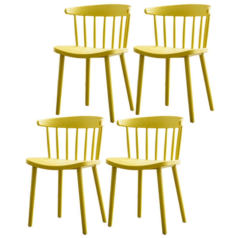 Scandinavian Style Plastic Dining Armless Chair Windsor Back Side Chair for Home Use Yellow Windsor 4 Piece Set Clearhalo ' kitchen&dining_furn' 'Dining Chairs' 'Dining Tables & Seating' 'dining_chair' 'furn' 'furn_dining_chair' 'Furniture' 'furniture_dining_chair' 'Kitchen & Dining Furniture' 'kitchen' 3662880