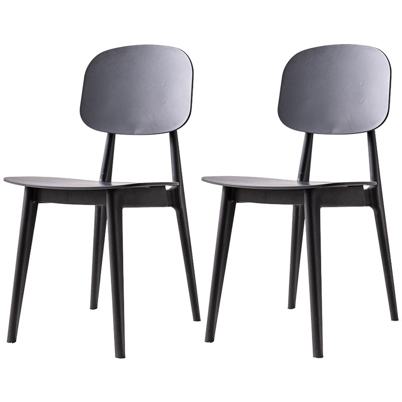 Scandinavian Style Plastic Dining Armless Chair Windsor Back Side Chair for Home Use Black Open 2 Piece Set Clearhalo ' kitchen&dining_furn' 'Dining Chairs' 'Dining Tables & Seating' 'dining_chair' 'furn' 'furn_dining_chair' 'Furniture' 'furniture_dining_chair' 'Kitchen & Dining Furniture' 'kitchen' 3662882